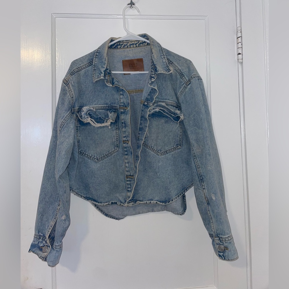 Distressed jean jacket